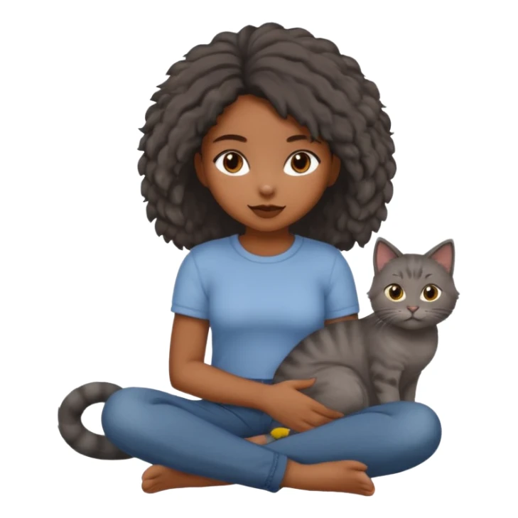 Black girl with grey cat sticker