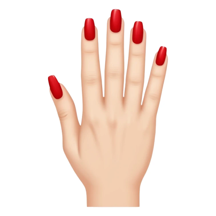 A woman's hand with red nail polish sticker