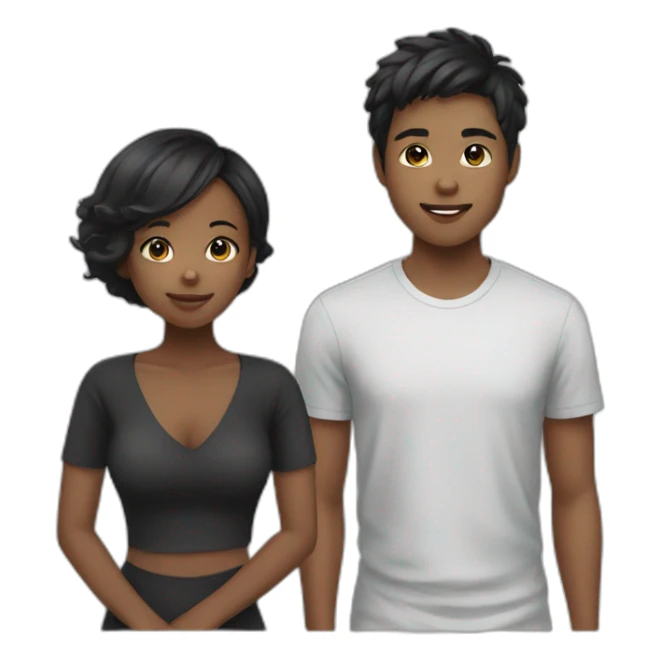Blackgirl and asian boy sticker
