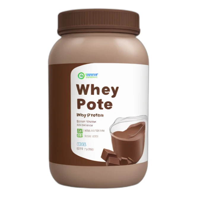 Whey protein powder with chocolate label sticker