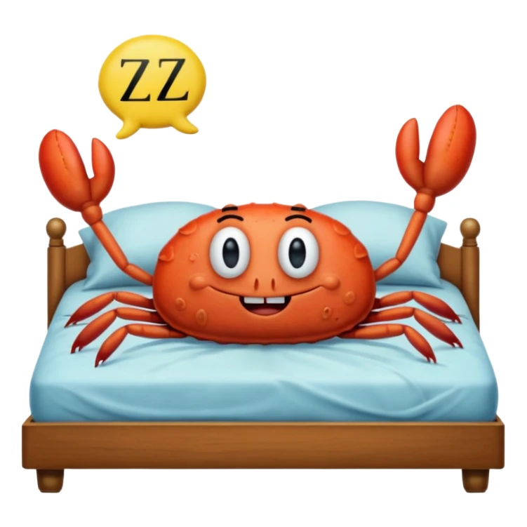 misters Krabs from SpongeBob sleeping in a bed and there floating zzz signs sticker