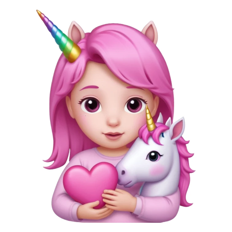 Kalp tutan bebek pembe unicorun sticker