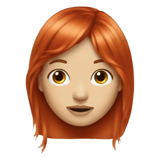 red head girl long hair curtain bangs sticker