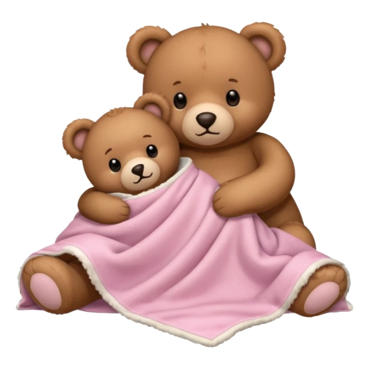 Happy Brown teddy bear cuddling with a light pink teddy bear in bed sticker