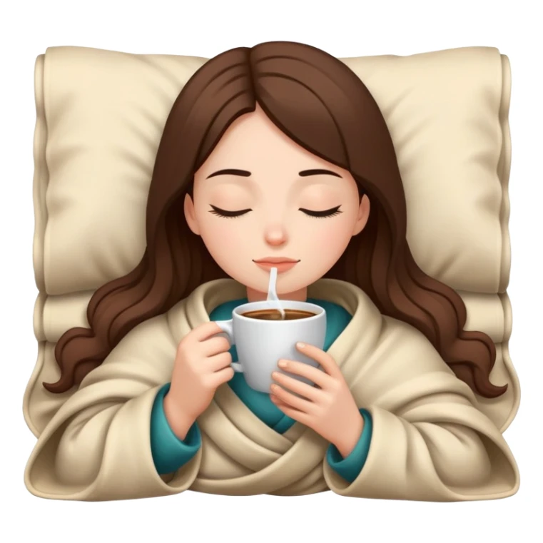 girl inside a blanket sipping coffee eyes closed sticker