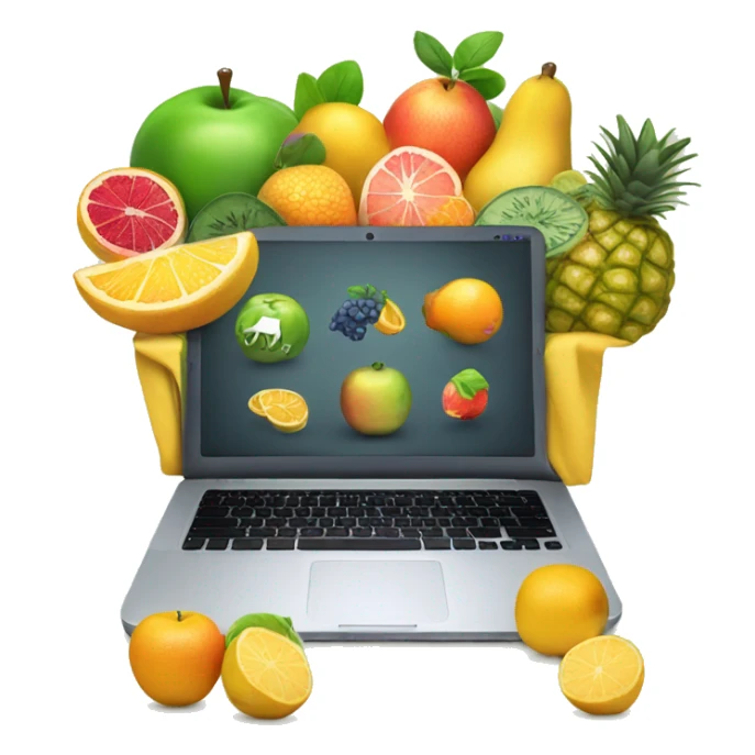 Laptop screen with web ecommerce fruit money sticker