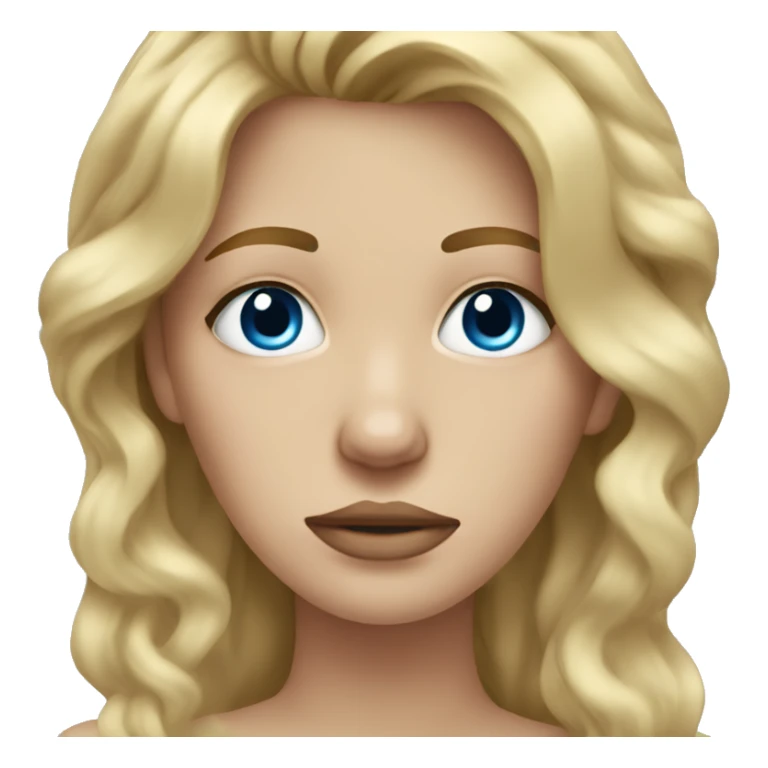 Blonde woman wavy hair blue eyes sad face sticker