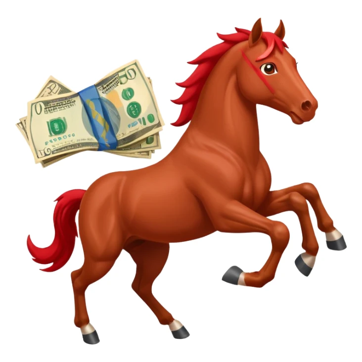 red horse agressive running money euros bills sticker