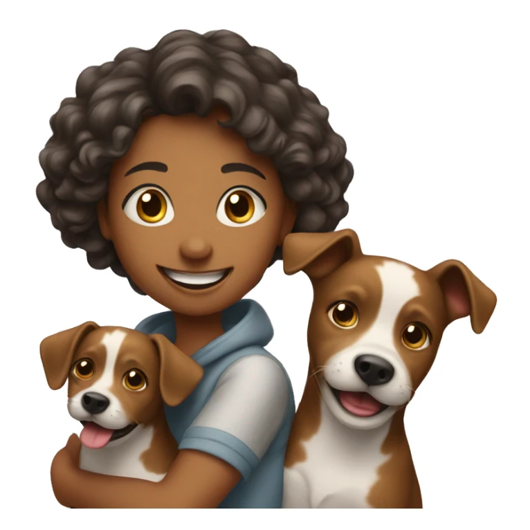 happy girl with dog and boys sticker