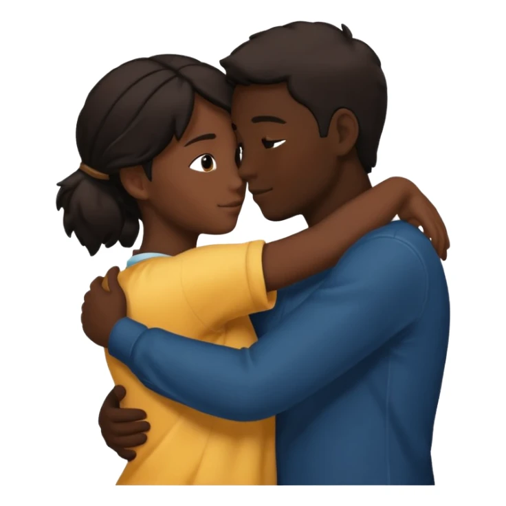 Two people hugging. They are facing each other. Silhouette only.  sticker