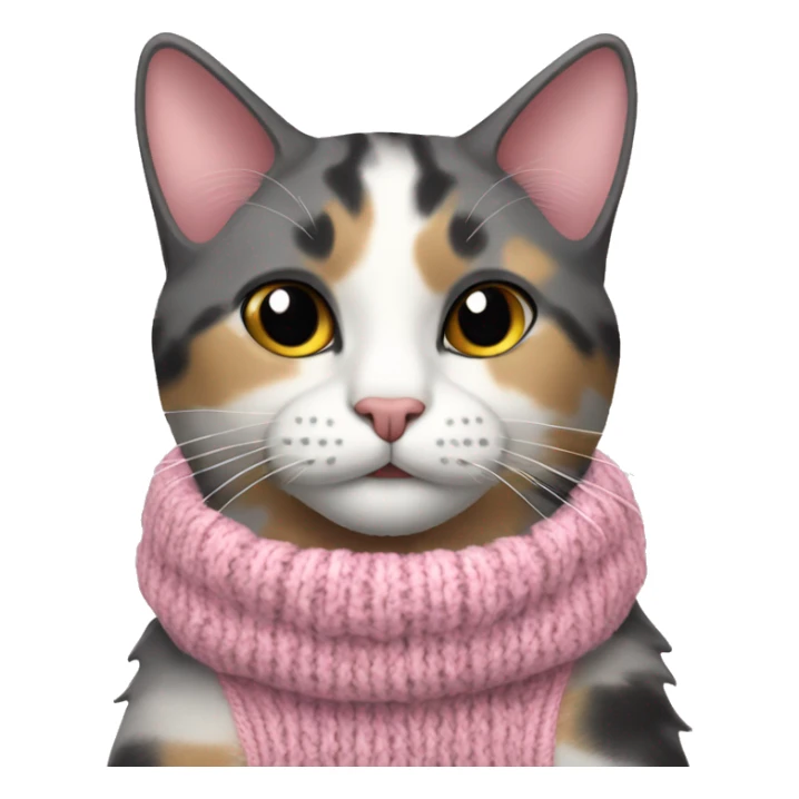 Dilute Calico cat in pink knitted sweater sticker