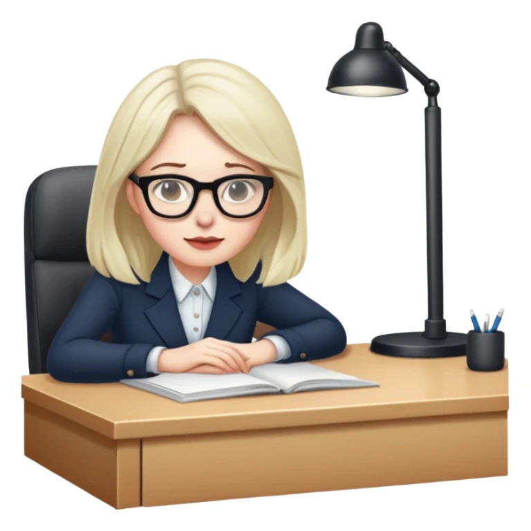 white woman under desk sticker
