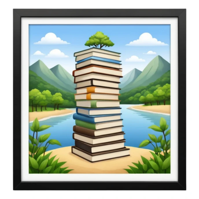 stack of photographs white frame and inside showing nature pic sticker