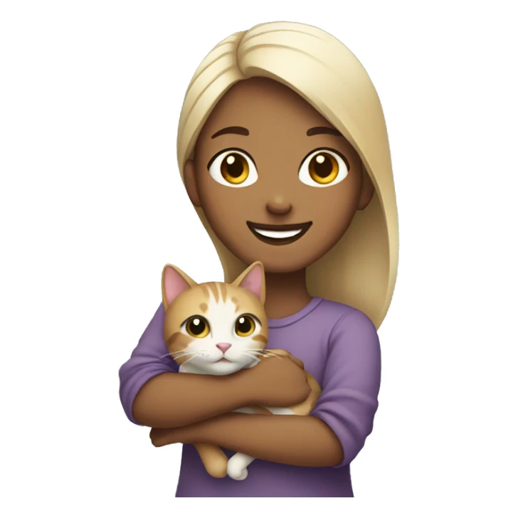 girl holding a cat smiling sticker