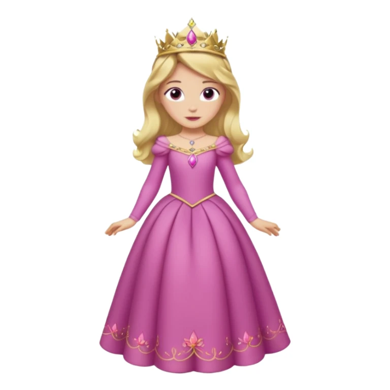 Princesa aurora Disney com vestido rosa escuro de manga comprida rosa claro com tiara pequena e dourada de corpo inteiro com olhos lilás sticker