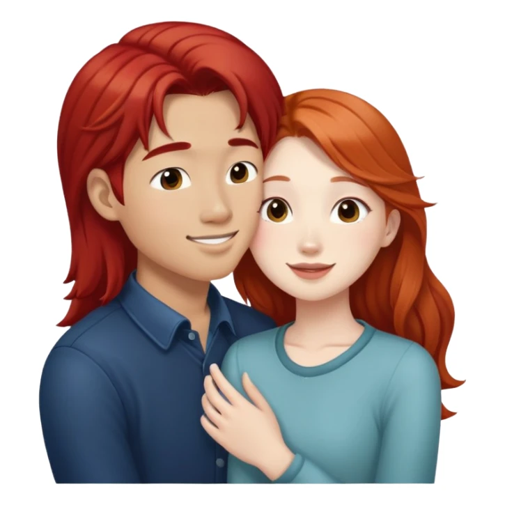 long hair asian boy kisses redhead white girl  sticker