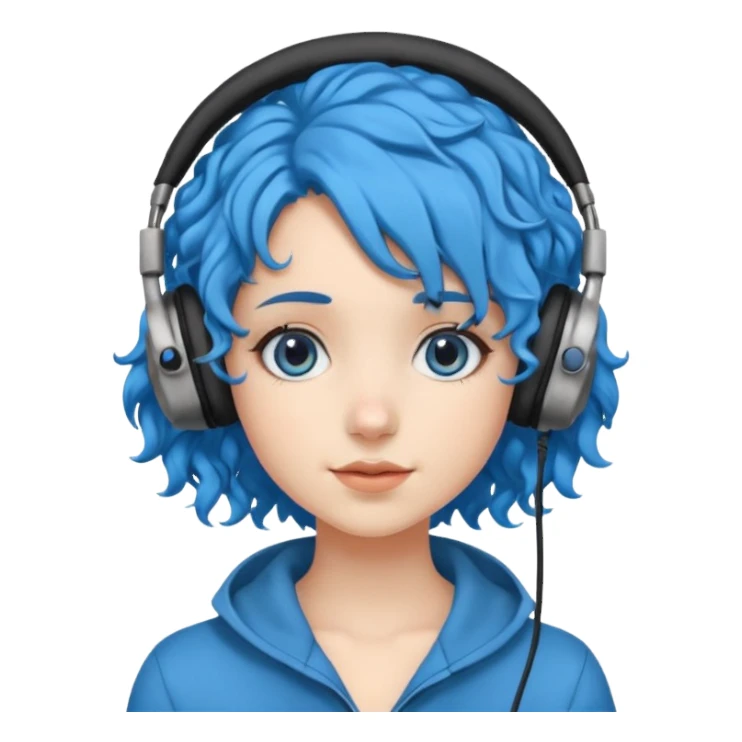 blue haired earringed heaphone wearing girl curly haired sticker