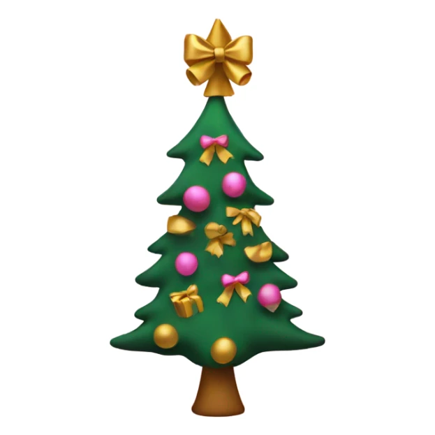 a christmas tree with pink and gold bows sticker