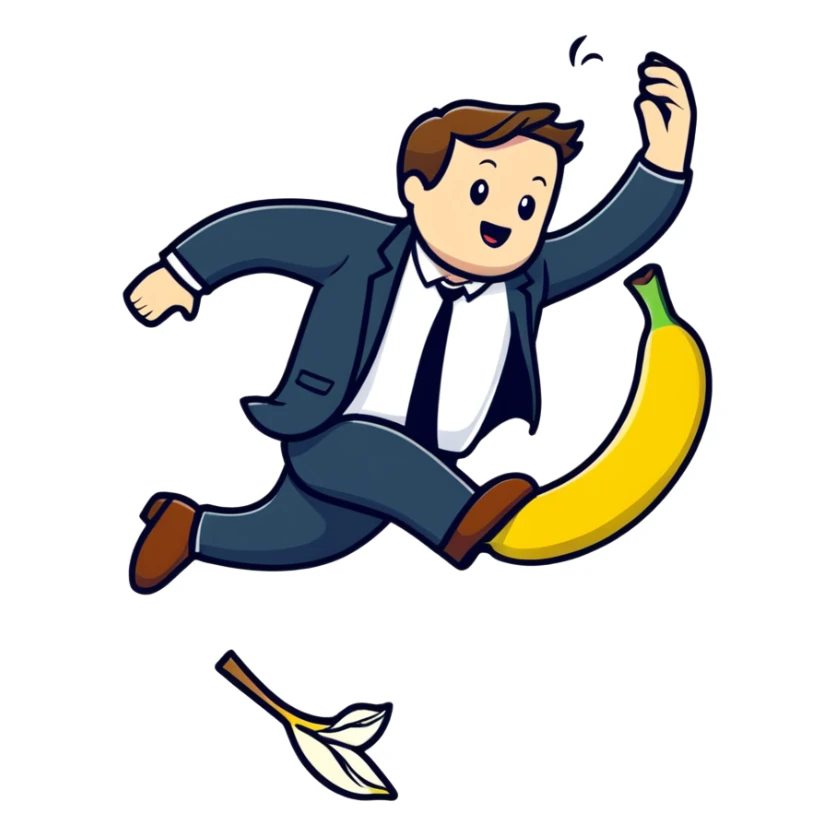 JD Vance stepping on a banana peel and falling backwards sticker