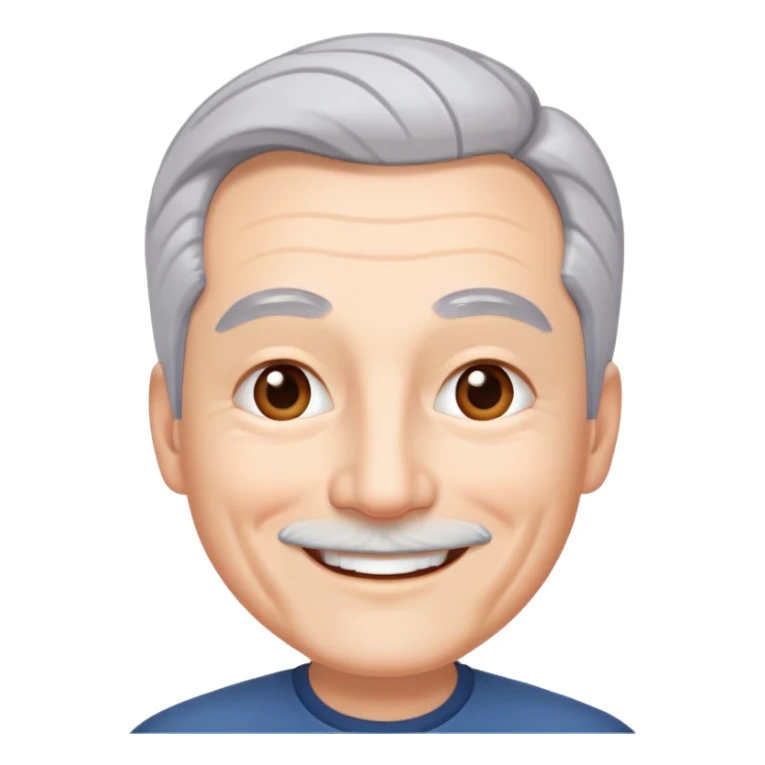 "- Nam
- 50 tuổi
- Da trắng
- Tóc bạc, lông mày trắng
- Cười mỉm
" sticker