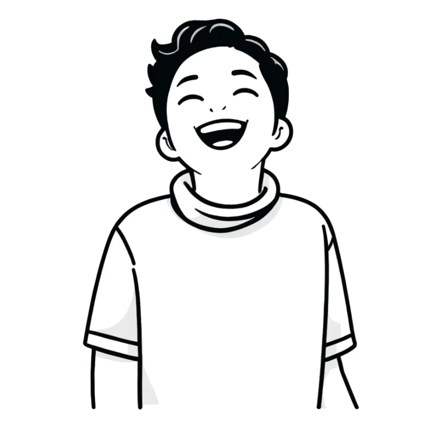 person with hands around their neck laughing  sticker