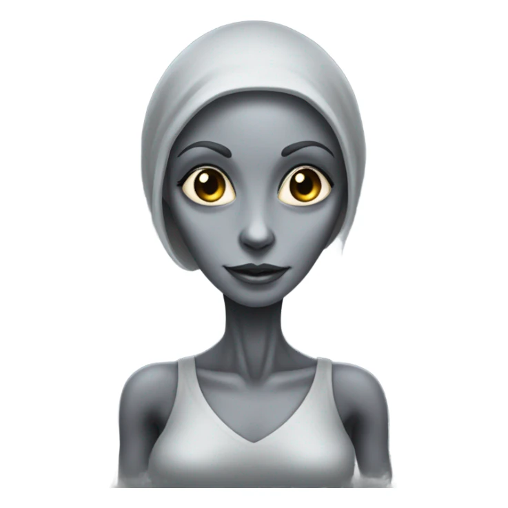 a gray alien woman full body sticker