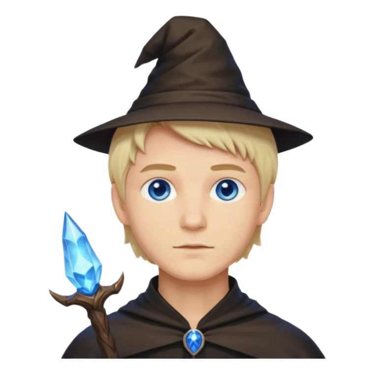Male witch with short blonde hair and blue eyes sticker