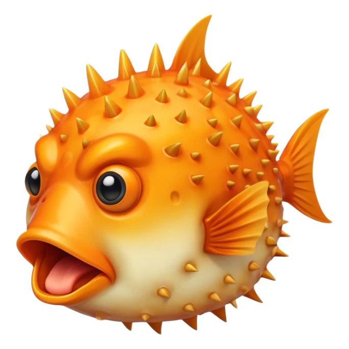 All Orange BlowFish facing completely forward all Spikes with mouth open sticker