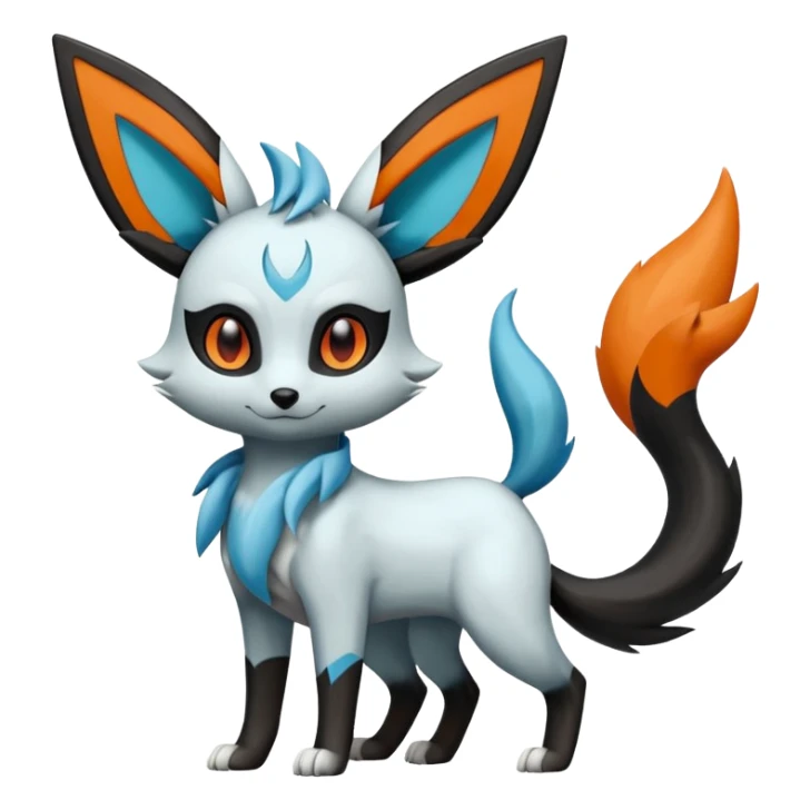 Glaceon-Fennekin-Umbreon-Fakémon-hybrid-creature (full body)  sticker