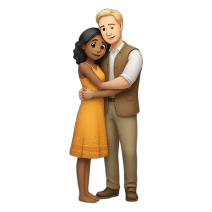 Tall white man hugging small Indian woman sticker