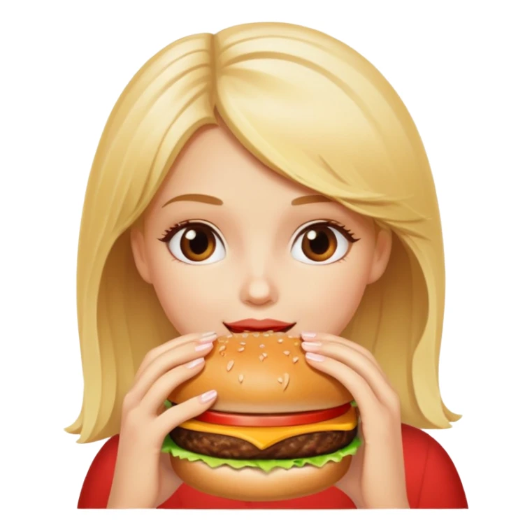 blonde girl with burger sticker
