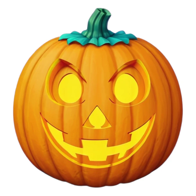 glowing jack-o'-lantern, purple and cyan colors sticker