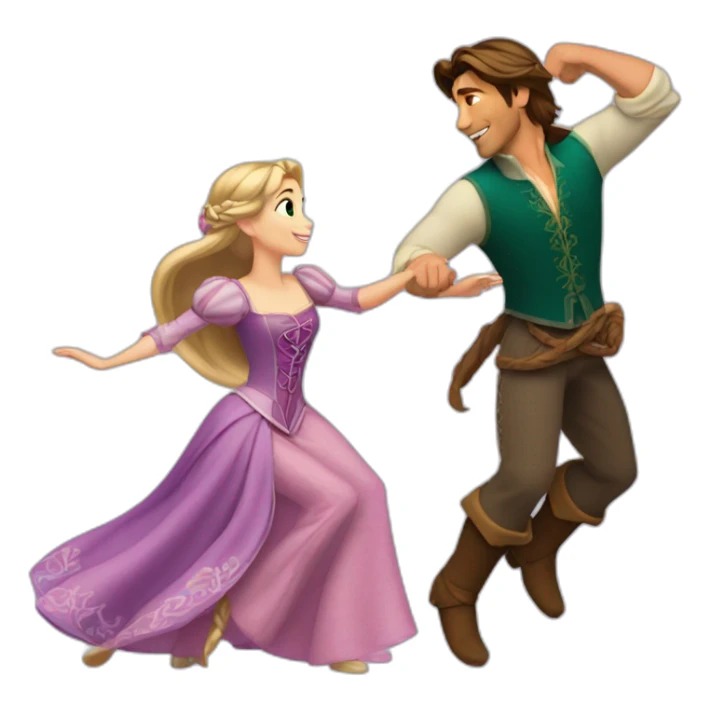 Rapunzel and Flynn Rider dancing sticker