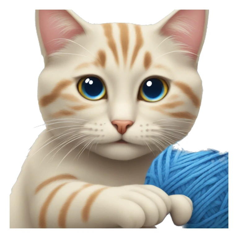 Cat playing with blue ball of wool sticker