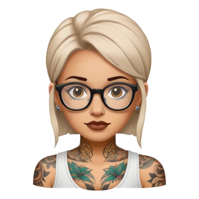 woman face with tattoos wearing glasses sticker