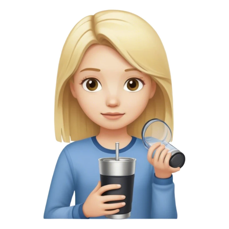 Girl blonde with stanley tumbler sticker