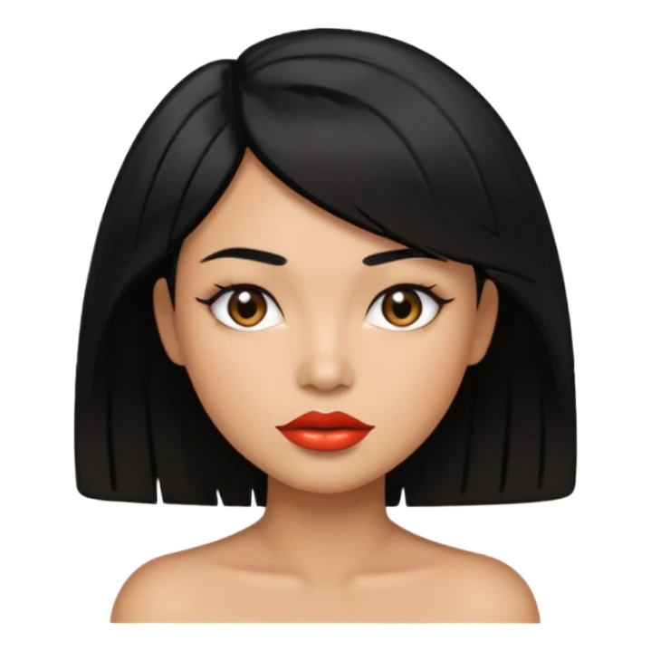 cut textured black hair shiny glossy lips sticker