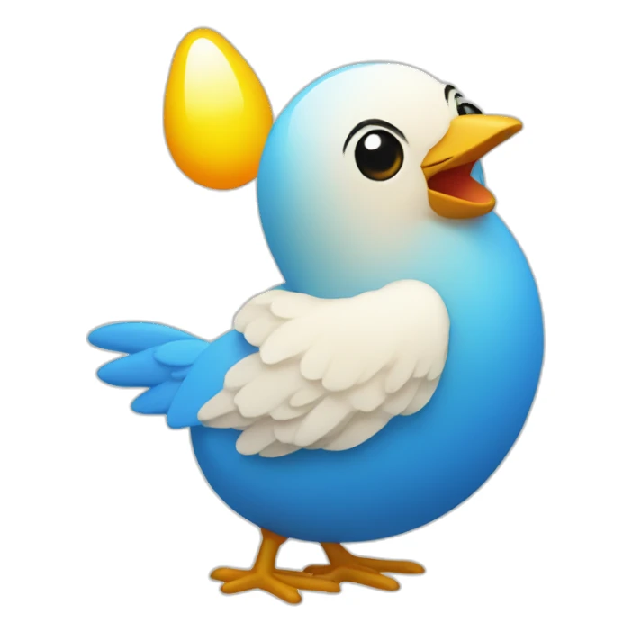 Pollito azul saliendo del huevo sticker