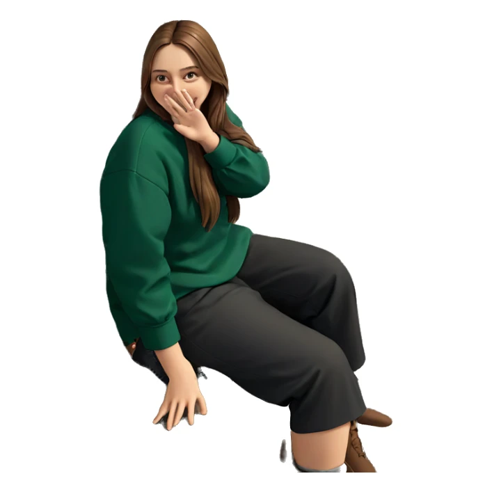brown haired girl outdoors sitting sticker