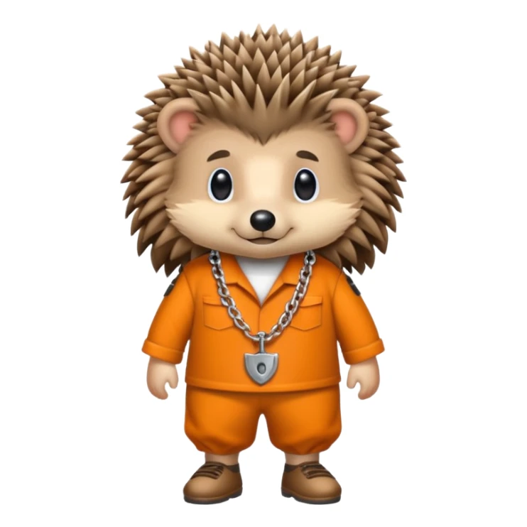 Hedgehog with prison outfit and ankle chain sticker