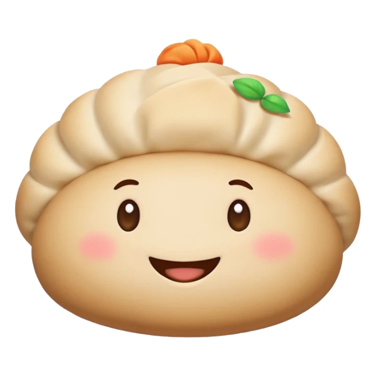 smiling dumpling bun who holds a Zapier logo sticker
