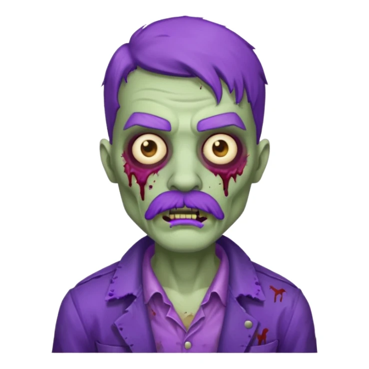 zombie with purple mustache sticker
