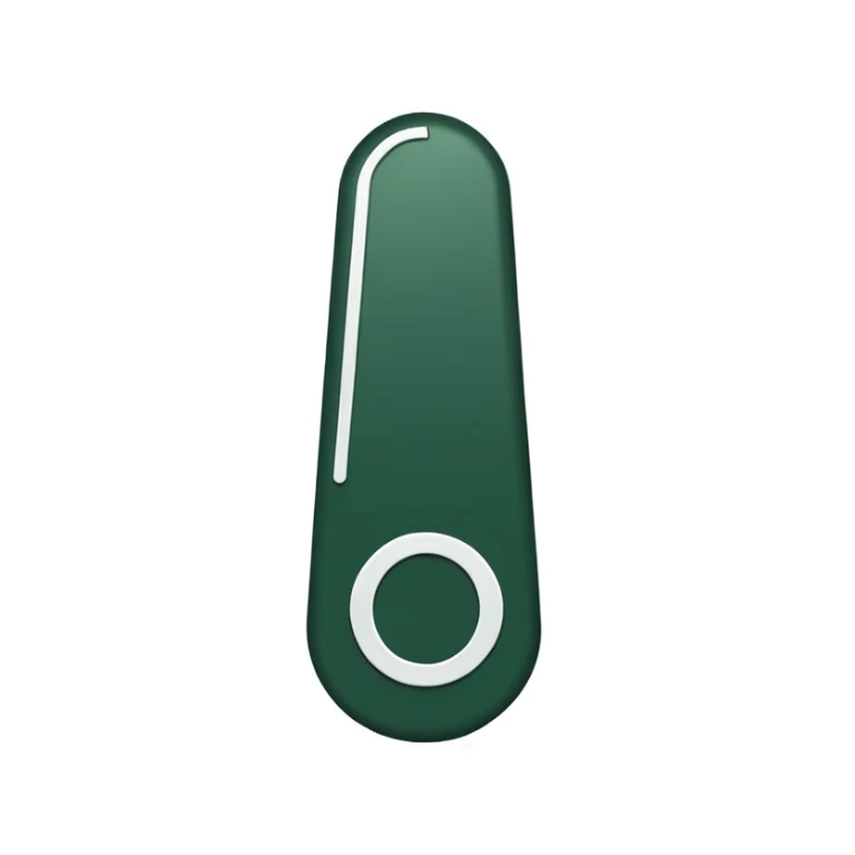 dark green exclamation mark with white outline, minimalist, no faces or emojis sticker