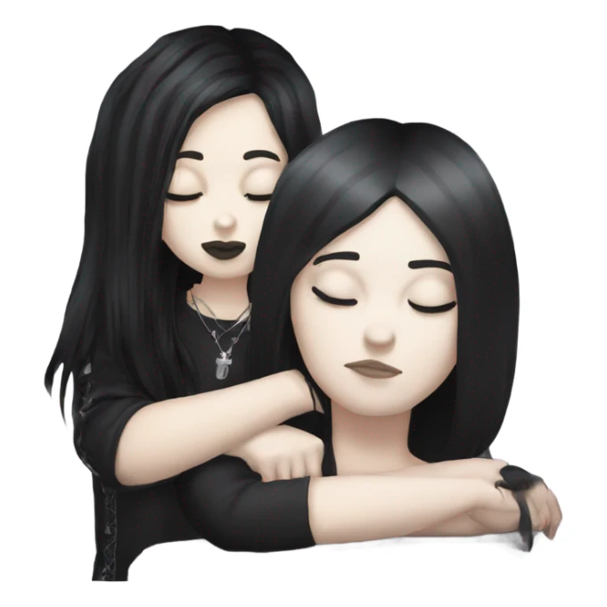 goth white girl and black hair sleeping sticker