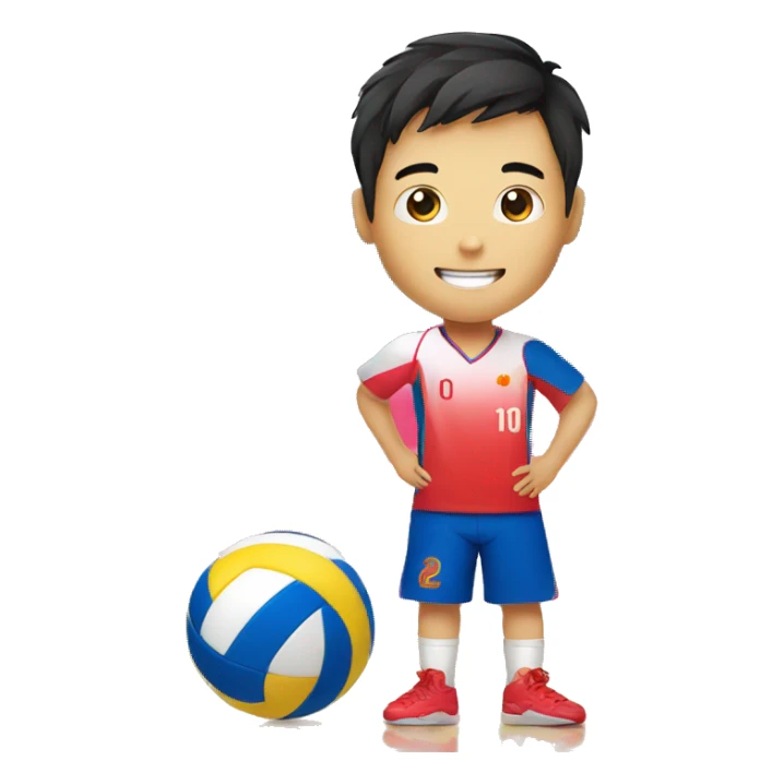 chinese volleyball boy player with a ball sticker