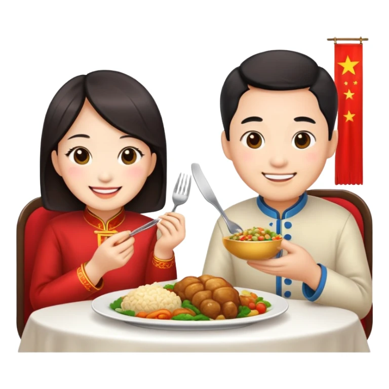 Chinese Couple eating dinner to celebrate anniversary sticker