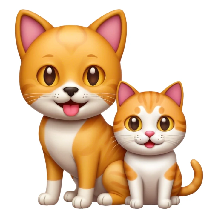A cool dog emoji + A happy cat emoji sticker