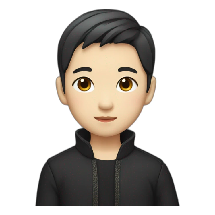 Japanese-style short-haired Chinese boy wearing black jacket sticker