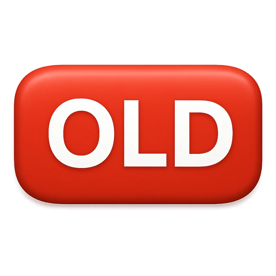 button with the word 'Old', all caps, white text on red background, iOS emoji style sticker