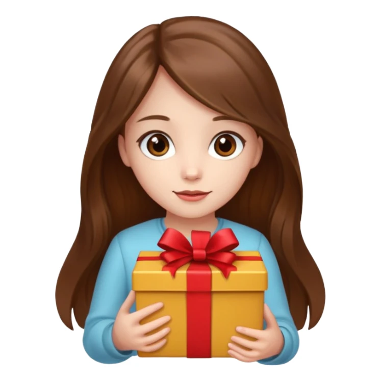 young girl with gift box, brown long hair






























 sticker